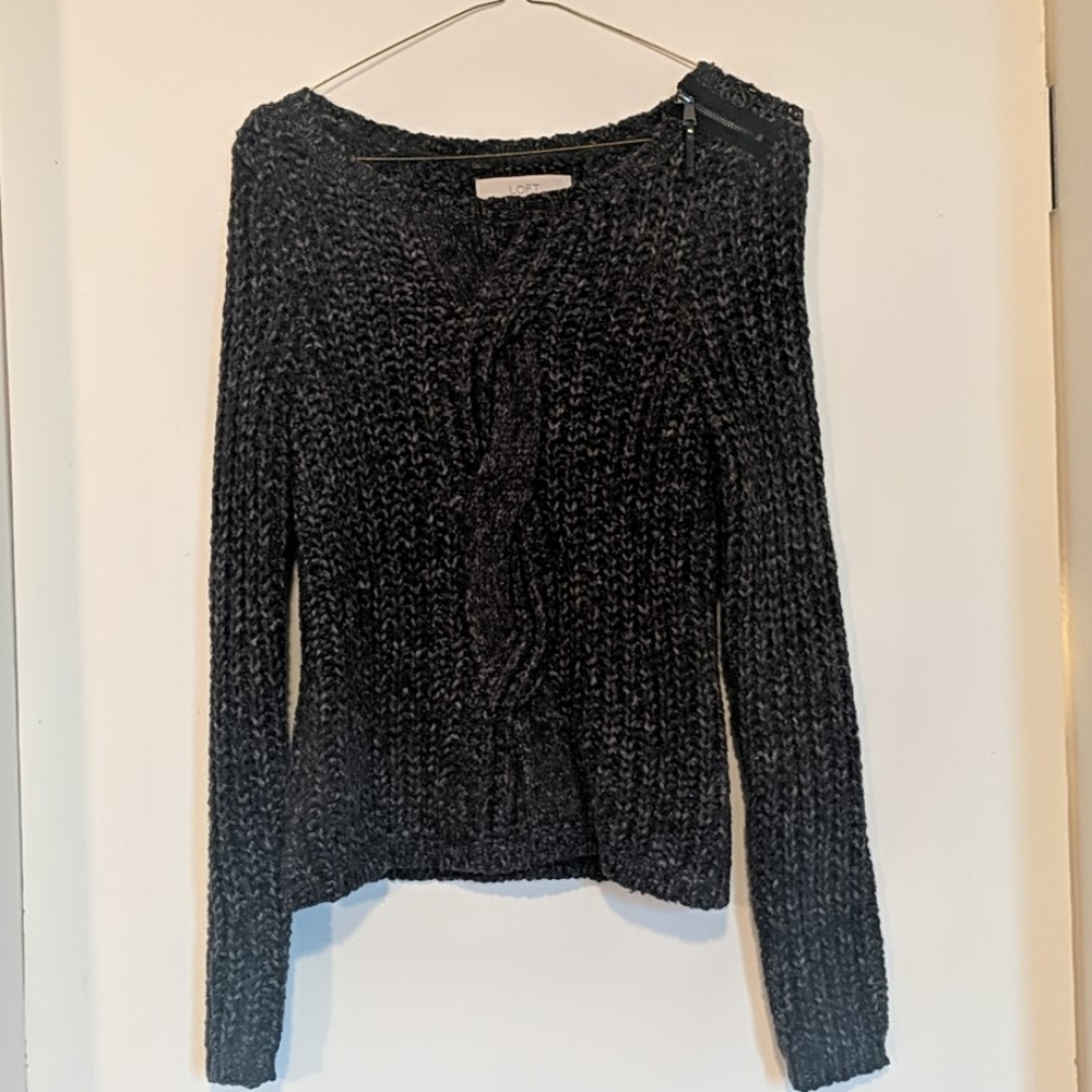 Grey cable knit sweater
